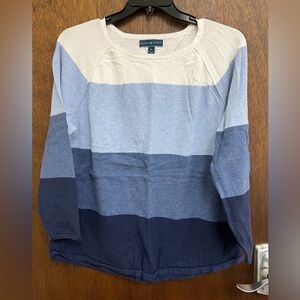 Karen Scott Womens Blue & White Stripped Long Sleeve Sweater Sz XL